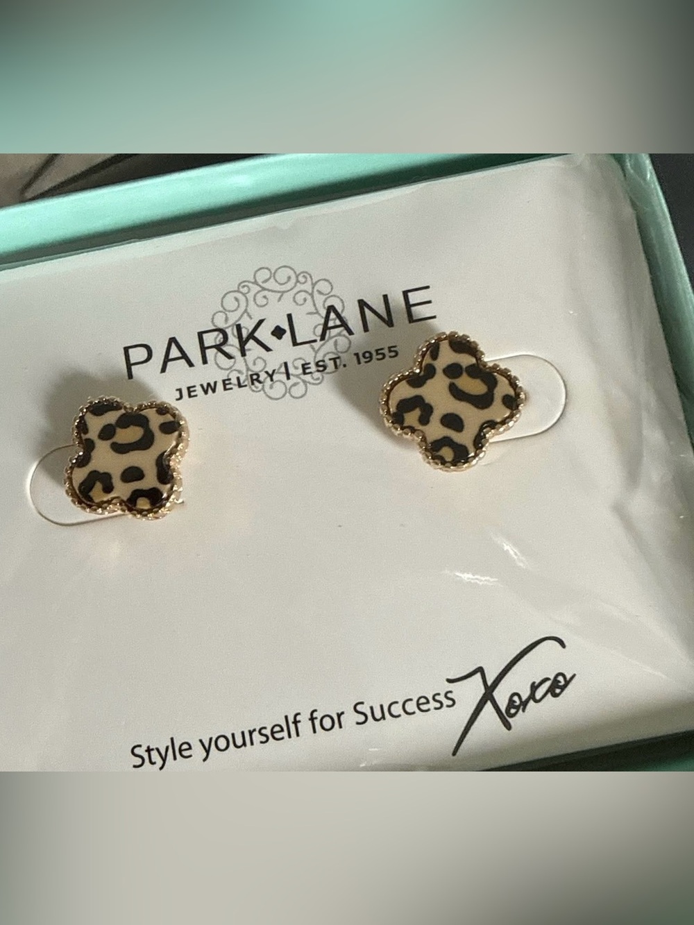Park Lane Brown Leopard Lana Stud Earrings NIB